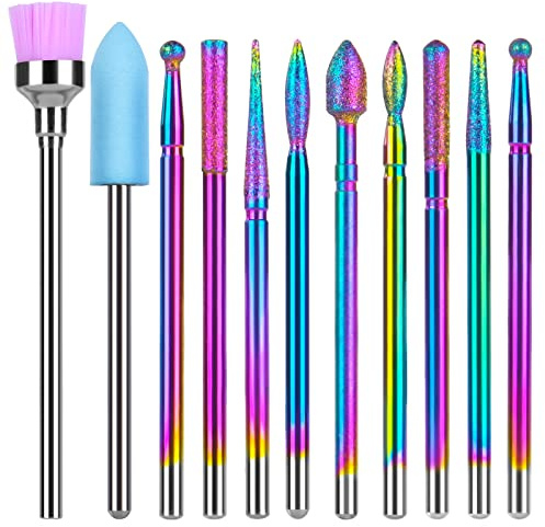 URAQT Nail Drill Bits Set, 11pcs Electric Nail Drill Bits Kit 3/32 Tungsten Steel Carbide Nail Bits, Cuticle Polishing Bits for Acrylic Gel Nails, Electric Nail Files Manicure Pedicure Drill Tool