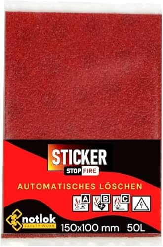notlok Safety Work – Autocollant Petit extincteur Automatique 10×15 cm | Protection Incendie sans Entretien | Technologie microcapsulaire | pour armoires électriques, véhicules et Batteries Lithium