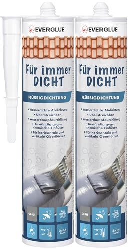 Everglue Joint liquide imperméable gris universel et anti-humidité, idéal pour une utilisation en intérieur et en extérieur, sans solvants, sans silicone et sans bitume, scellant immédiatement (2)
