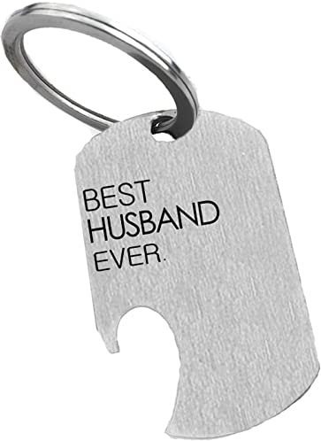 Skcess Porte Clef Personnalisable Acier Inoxydable, Anneaux Porte Clef Décapsuleur Porte Clef Argent Gravé Best Papa/Dad/Grandpa Ever Cadeau Femme Homme