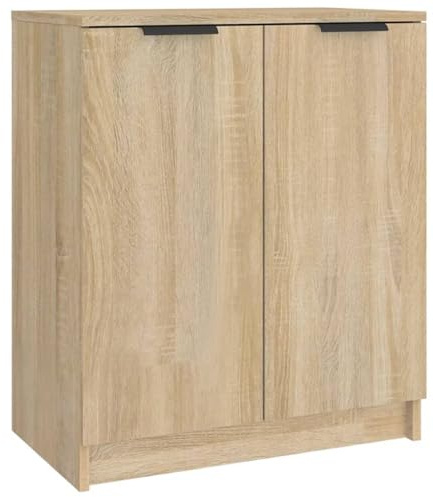 vidaXL Mueble Zapatero Armario Estantería Pasillo con Puertas Organizador Pared Adornos Jarrones Decoración Madera Contrachapada Color Roble