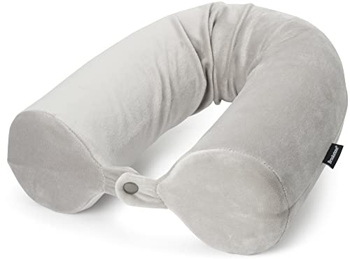 Brookstone Free Form Travel Pillow - Lightweight Flexible Memory Foam Travel Neck Pillow for Sleeping, Car, Airplane & Travel Support, Grey
