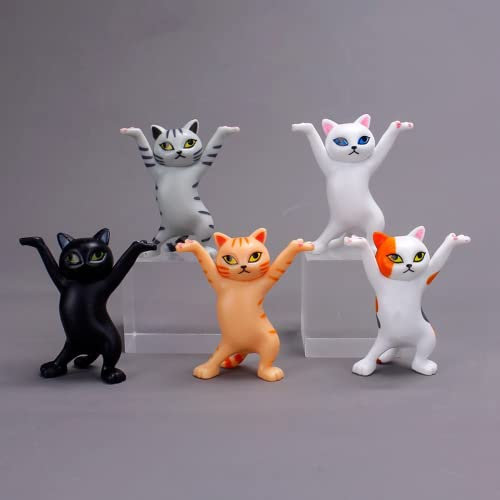 Siganorpy 5Pcs Dancing Cat Holder Cat Doll Stand Ornaments for The Home, Doll Pen Holder Bracket Cake Decorations Interesting Gifts Ornaments Lovers