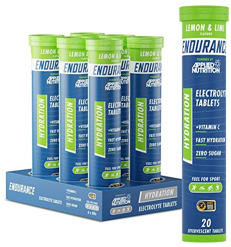 Applied Nutrition Endurance Hydration - Tabletas de electrolitos de hidratación – 400 mg de electrolitos por porción – 120 tabletas efervescentes, sin azúcar, bajas en calorías, vitamina C añadida