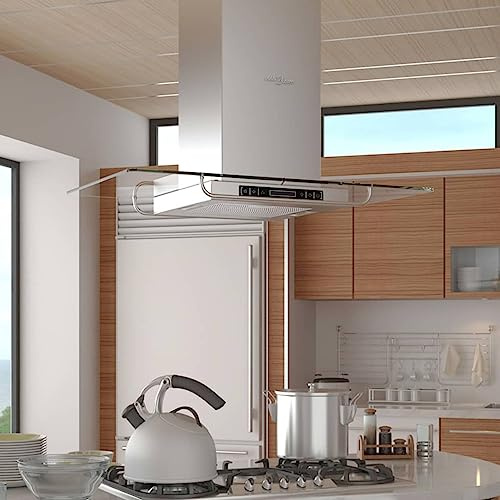 Campana extractora para cocina isla con pantalla LCD, JUNZAI Extractor Cocina,