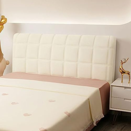 Copri Testiera Letto Matrimoniale/Singolo/Una Piazza E Mezza Imbottito Tessuto,Copri Testata Letto Copertura Per Testiera Per Letto Fodera Elastica Velluto Protezione ( Color : Beige White , Size : 13