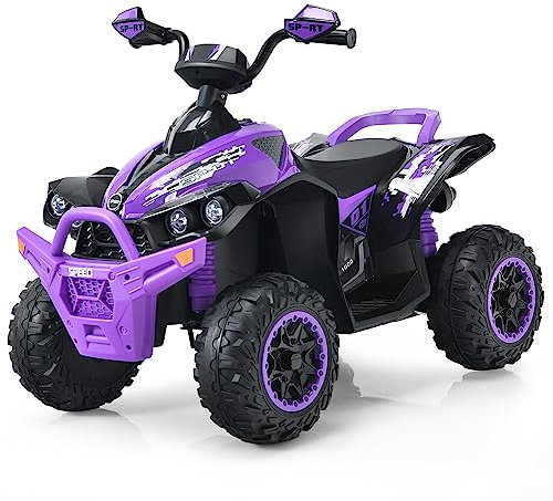 DREAMADE 12V Elektro Quad, 2,2-4,3 km/h Kinderquad mit Musik & Licht & Ladegerät & Hupe, Kinderauto Elektrisch für Kinder ab 3 Jahre, Belastbar bis 35KG (Lila)