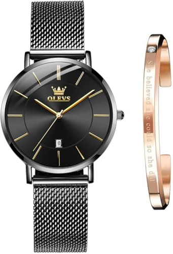 OLEVS Women's Watch Luxury Rose Gold Women Slim Thin Lightweight Watch Stainless Steel Watches