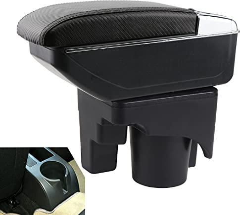 Reposabrazos compatible con V W Golf 6 Mk6 2008-2013 Jetta Mk5 2006-2011 Wagon 2009 2010 Consolas de coche Caja de almacenamiento con portavasos interior