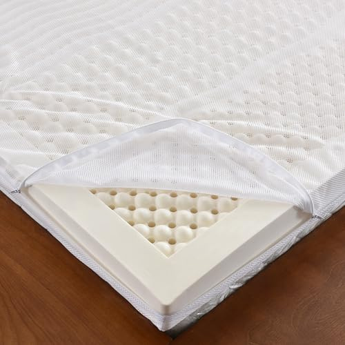 Topper de colchón de látex Natural: látex Certificado orgánico de firmeza Media, Soporte para Hombros, Caderas, Espalda y Rodillas,2.5cm,150x190cm