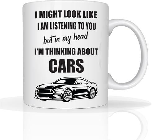 Star Online Funny Classic Christmas Secret Santa Coffee Xmas Gifts I'm Thinking About Cars - 11oz Ceramic Dishwasher Safe Mugs Cup (Car Classic)