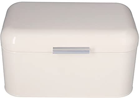 BestAlice Boîte à Pain Blanc Laiteux Coffre-Fort Boîte à Pain de Grande Capacité Poubelle Anti-Empreinte Digitale Boîte à Pain en Étain Rétro pour Salon Chambre Organisateur de Rangement à Domicile
