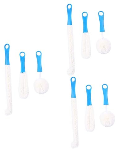 NIYANGLE 9 Pièces Brosse à décanter goupillon de Nettoyage nettoyants pour Bouteilles goupillon Souple Brosse de Nettoyage Pliable Pinceau éponge Ménage Carafe Boule de Nettoyage