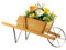 HOMASIS Blumenwagen Pflanzwagen mit 2 Griffen & Metallrad, Blumenkarre Holz, Blumentopf mit 9 magnetisch Zubehörteilen, Garten Deko, dekorativ Pflanzschubkarre für Innen & Außen, belastbar 5kg (Natur)
