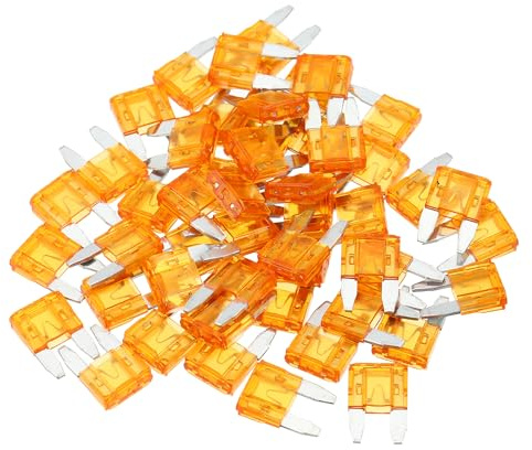 Partuto 50 Pezzi per Mini Fusibili Lama Stile 5AMP APM/ATM per Auto Protezione da Corto Circuito - Auto, Barca, Camion, SUV, RV - Plastica Metallo Arancione