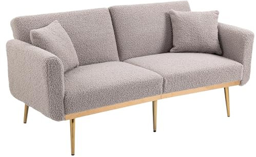 DMJLI-T Schlafsofa, Schlafcouch 3 Sitzer, Sofa mit Schlaffunktion, Klappsofa mit Verstellbarer Rückenlehne, Sofa Bed für Wohnzimmer Schlafzimmer.,Grey
