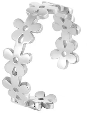 Cute Cherry Flower Open Statement Ring for Women 925 Sterling Silver Adjustable Sunflower Blossom Daisy Floral Weeding Engagement Finger Ring Eternity Dainty Anniversary Jewelry Gifts