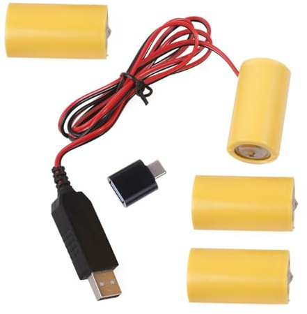 Lot de 4 piles LR14 C6 V - Alimentation USB - Remplace 4 piles 1,5 V - Pour horloge et lumière de vacances