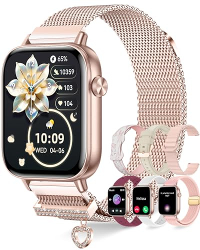 Erkwei Montre Connectée Femme avec Appel Bluetooth 7 Bracelets 1.83 HD Smartwatch Femme avec Fréquence Cardiaque Sommeil Féminine 110+ Modes Sportifs Podomètre Tracker d'activité pour Android iOS