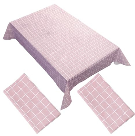 2 Packs 137 x 180 cm Pink PVC Table Cloth Waterproof Vinyl Tablecloths Plaid Wipe able Table Cover Clean Plastic Black Checkered Tablecloths Oil Cloth Indoor and Outdoor Tablecloth for Party,Picnic