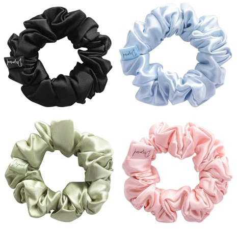 Desmend scrunchies seide haargummi seide weiches gefühl Sie halten die Frisur perfekt Gut für feines Haar 4 Stück schwarz grün rosa blau