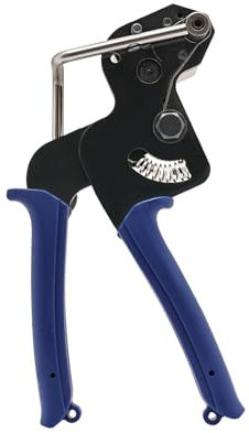 Edelstahl-Kabelbinder-Zange mit 100 Kabelbindern • präzises Schneiden & Spannen • für Kabelbinder bis 12mm (Molybdän-Vanadium-Stahl, Blau)