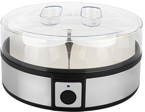 Yaourtière Automatique, Yaourtiere Probiotique en acier Inoxydable, avec 7 Pots en verre Individuels, Préparation Facile pour Yaourts et Natto