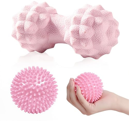 NHQZ 2 Balles Hérisson Pour Réflexologie, Balle Massage Pied, Balle Hérisson, Balle De Massage, Balle De Fascia Pour Les Pieds, Accessoires De Massage,Boule Massage (Rose, A)