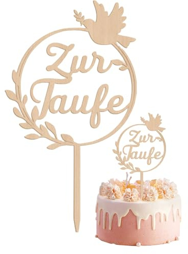 Cake Topper Zur Taufe,Tortendeko Holz Taufe,Kommunion Taube Kuchen Cupcake Topper Kuchendekoration zum Beschriften Kuchenstecker Kuchenaufsatz,Personalisiert Holz Tortendeko für Mädchen und Junge