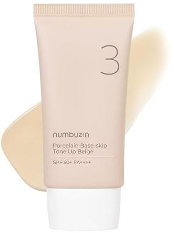 Numbuz:n Porcelain Base-skip Tone Up Beige Crema de día tintada, SPF 50+ PA+++, cuidado de la piel, 50 ml