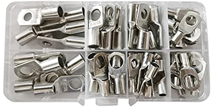 60 PCS Cable Lug Tinned Copper Wire Lugs Battery Ends Crimp Connectors Ring Terminals for 6 25mm