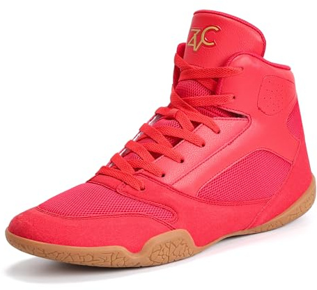 ZVC Wrestling Shoes Men Boxing Shoes for Fighting Shoes Powerlifting Bodybuilding Boots Footwear Red
