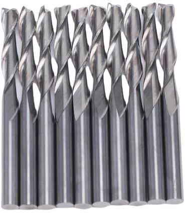 10 Stück 1/8 Zoll CNC-Router-Bits, Karbid-Endmühle Set mit 2 Flöte Spirale Upcut, flache Nase Spiral Router Bits für Holz MDF PVC Hartholz Gravur und Fräsen
