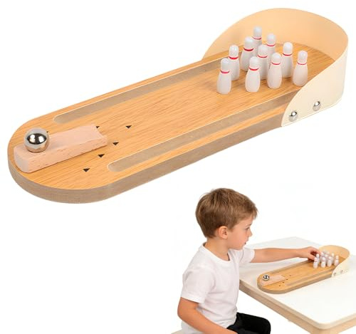 YNNHUDEEP Tischspiele Bowling - Desktop Geschicklichkeitsspiel,Mini Spiele Bowling Set,für Erwachsene Bowlingball Holz Desktop für Kinder