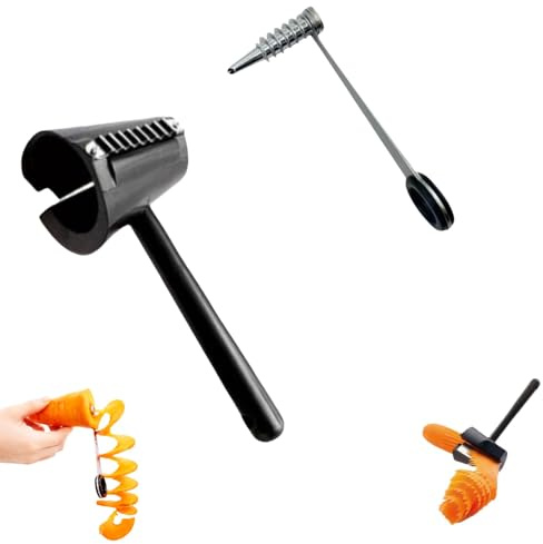 Spiral Vegetable Cutter Set, Stainless Steel Piranha-Style Spiral Cutter & Carrot Curler Tool, Spiral Slicer for Potatoes, Cucumbers & Carrots, Vegetable Flower Maker for Garnish & Decorative Dishes