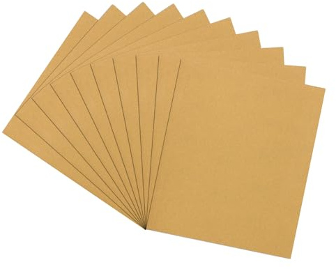 Rebower 10 Pcs 220 Grit Sandpaper 9 x 11 Inch Sand Paper Alumina Black | Abrasive Sanding Paper for Wood Craft & Furniture Repair & DIY Projects & Drywall Metal Auto Grinding Gold