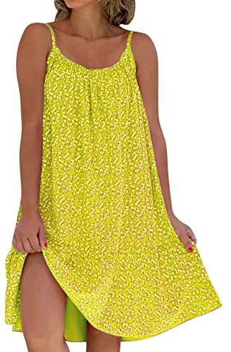 Generico Abiti Estivi Donna Abito Estivo Tubino Casual Chemisier Elegante Leggero Vestito Prendisole Primaverile Vestitino Larghi Spiaggia Vestiti Dresses Boho Vestitini A-Line