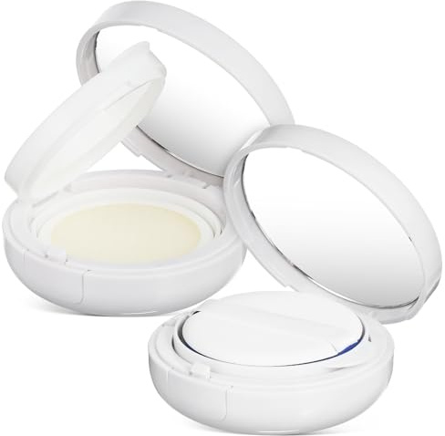 Angoily Contenitore Vuoto Fondotinta Compatto Cushion 2 Pezzi in Plastica Robusta con Specchio, Custodia per Cipria in Polvere con Cuscino Imbottito, Portapolvere da Viaggio Protettivo