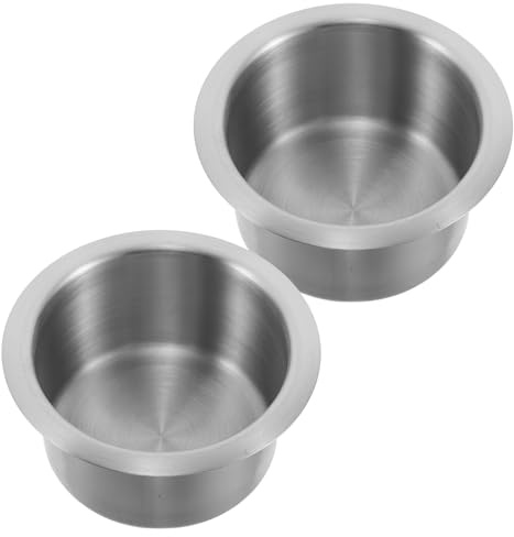 Cabilock Portavasos de Acero Inoxidable para Sofá Asas, Inserto de Repuesto Ancho para Cojines, 2 Unidades, Compatible Muebles de Autocaravana y Sillones Reclinables, Accesorio