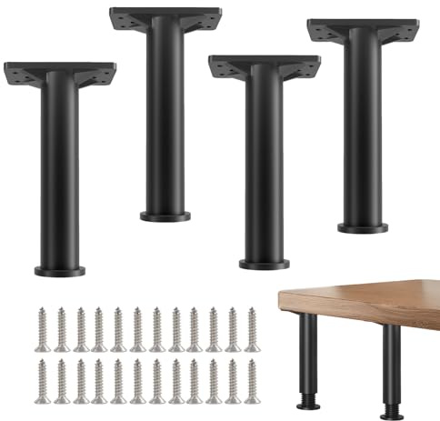 mimzemamz 4 Pezzi Piedini per Mobili,20-35 CM Altezza Piedini Regolabili per Mobili con Vite,Molto Resistente Gambe per Mobilis,Piedi Letto,Tavoli,Gambe,Armadi,Armadietto(Nero)
