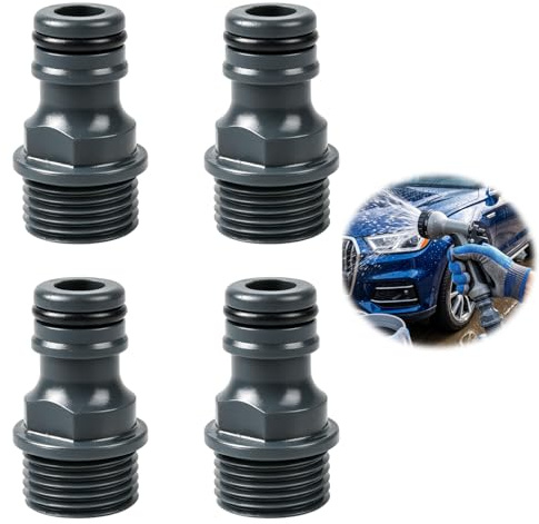 Conector de grifo G1/2 pulgadas para manguera de jardín, 4 unidades,adaptador rápido de rosca exterior G1/2 , resistente a la corrosión, con anillo de sellado,para riego de jardines, lavado de coches