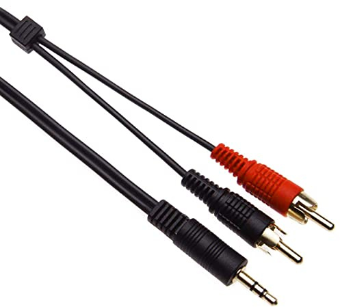 Keple 3.5 mm Stereo Klinkenstecker AUX-IN auf 2 Stecker RCA Audiokabelleitung zum Anschluss eines Laptops, Computers, Smartphones an Verstärker, Verstärker, Hi-Fi-System | Vergoldet (3m/ 9.84ft)