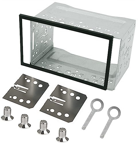 QLOUNI Eisen Plastik Einbaurahmen, 2 DIN Metall Rahmen, Einbauschacht Radioblende Einbausatz für Doppel 2 DIN Autoradio, Auto DVD Player, GPS Navigation