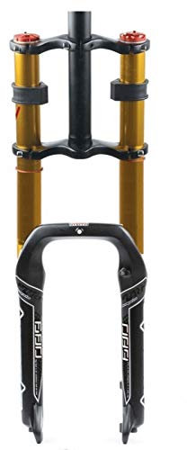 MZP Fahrradgabel 20 Zoll Luftdruck Doppelte Schulterkontrolle BXM Downhill-Federung DH Gerades Rohr Fahrrad Stoßdämpfer (Color : Gold)