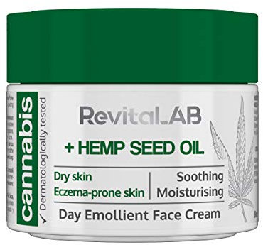 RevitaLAB Cannabis Extract Day Emollient Face Cream with Organic Hemp Seed Oil for Deep Nourishment – Dermatologically-Tested Moisturiser for Sensitive Skin, 50 ml
