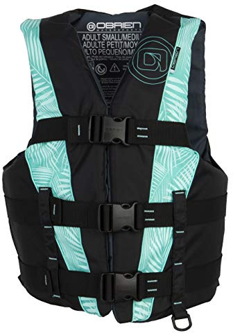 O'Brien Damen Schwimmweste mit 3 Gürteln, Größe XS, Aqua