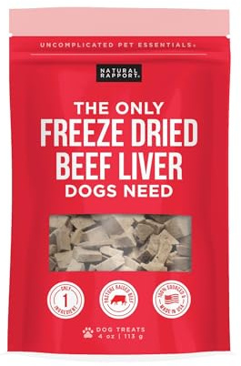 Natural Rapport Freeze Dried Beef Liver Dog Treats - Single Ingredient, USDA Beef, Training Treats for Small & Large Dogs (4 oz, 250+ Treats)