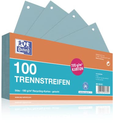 Oxford Trennstreifen, aus Karton, gelocht, 190 g/m², blau, 100 Stück