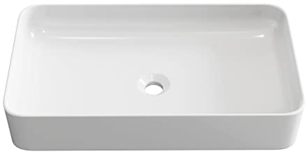 Vasque à poser en céramique blanche, rectangulaire petite, dimensions :