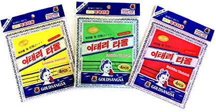 GOLDSANGSA Korean Bath Towel Washcloths - Red, Green & Yellow (4pcs Each)